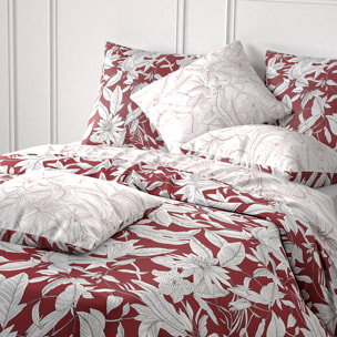 Parure housse de couette imprimé 100% coton - bonheur - rouge