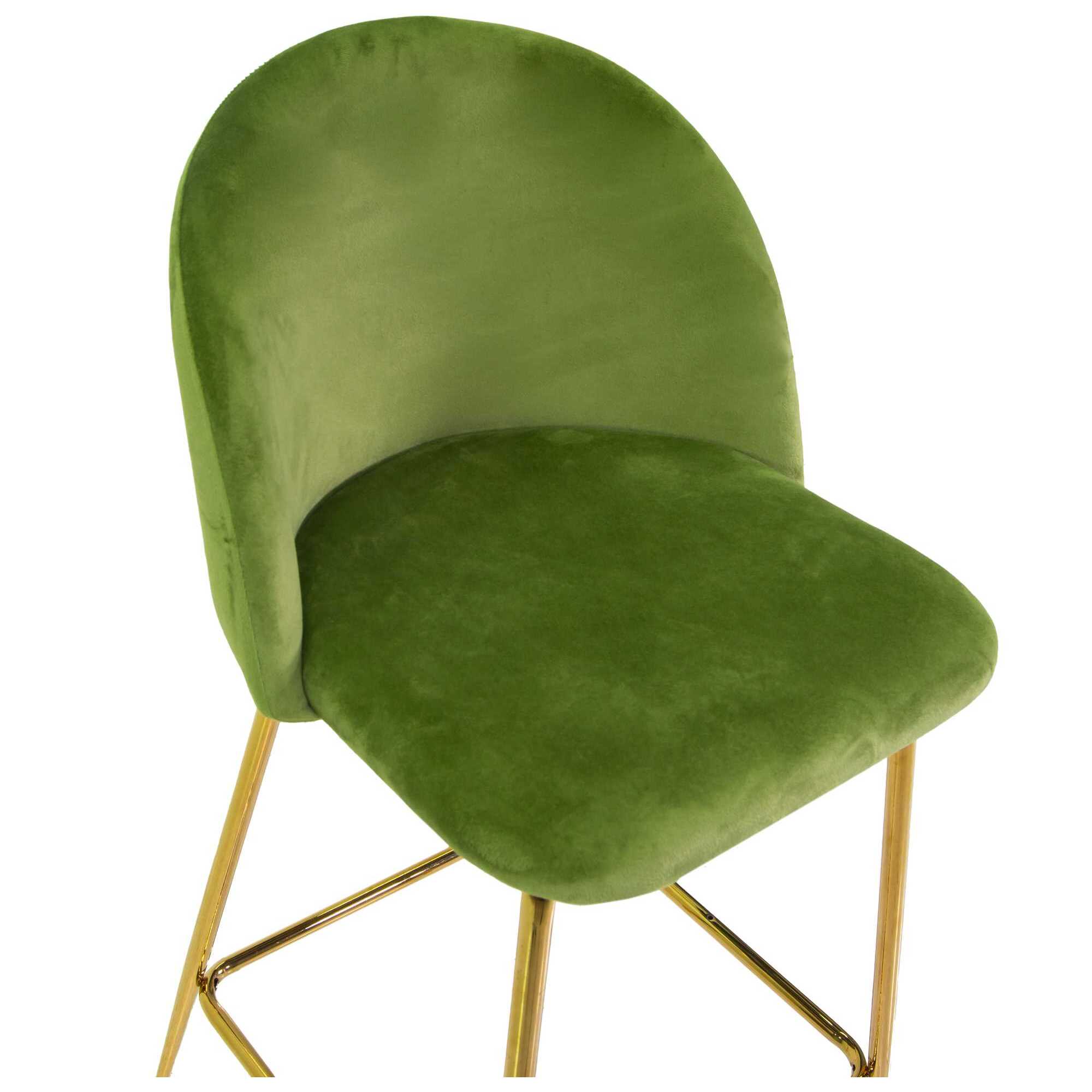 Sgabello Sammi Vacchetti in velluto verde con struttura oro cm44x48h91