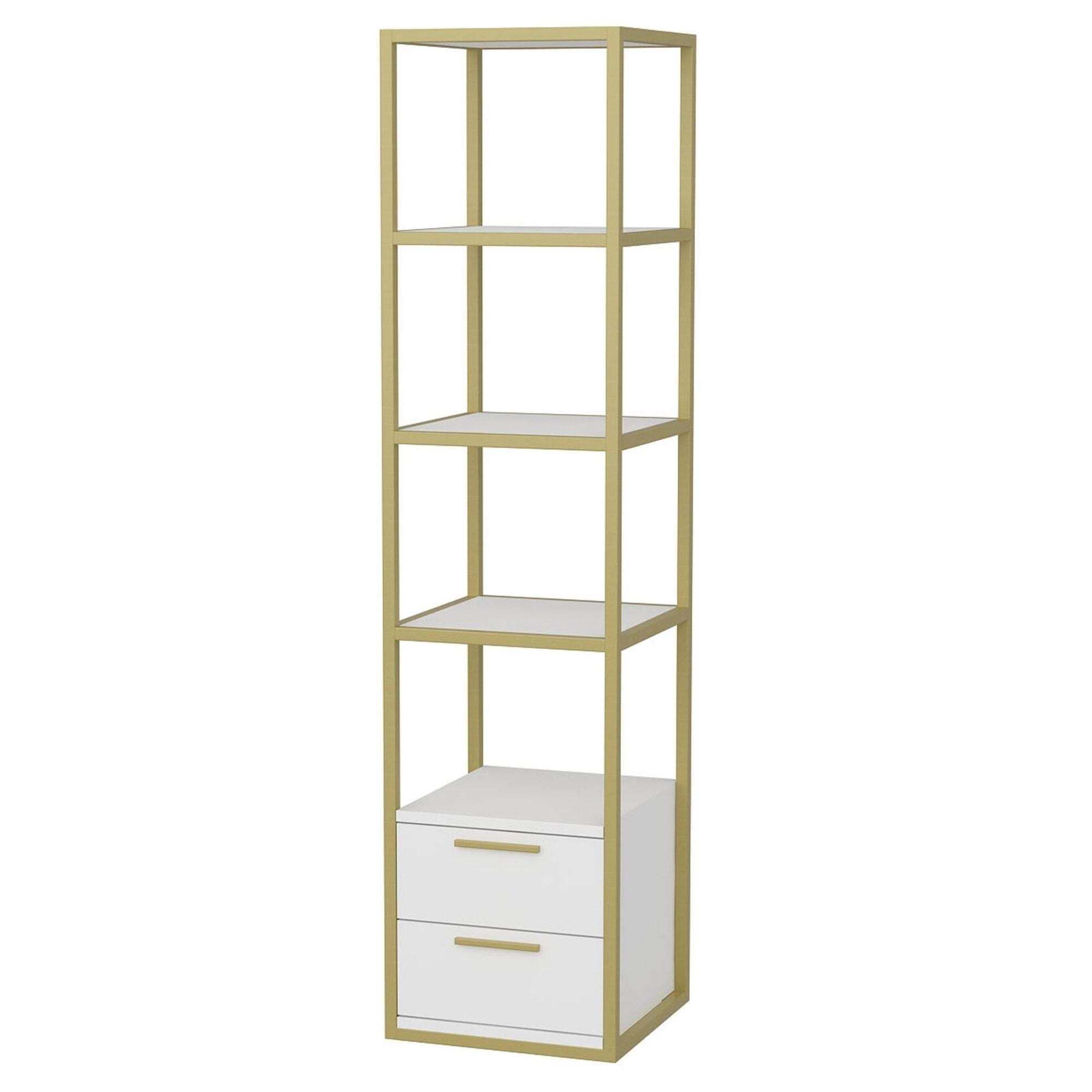 Librería, 100% tablero de aglomerado rechapado en melamina, color oro_x000D_
blanco