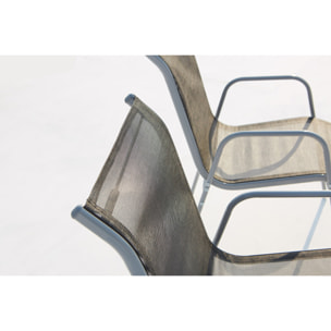 Table de jardin et 8 chaises en acier et toile PVC gris ATIMA