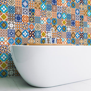 Stickers muraux - Sticker Mural Carrelage adhésif Cuisine Salle de Bain - 60 STICKERS CARREAUX DE CIMENT MILLO