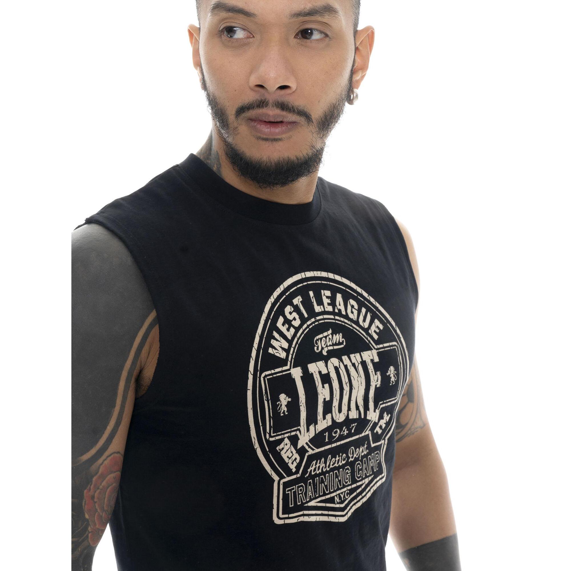 T-shirt smanicata da uomo in cotone Leone Military 1947