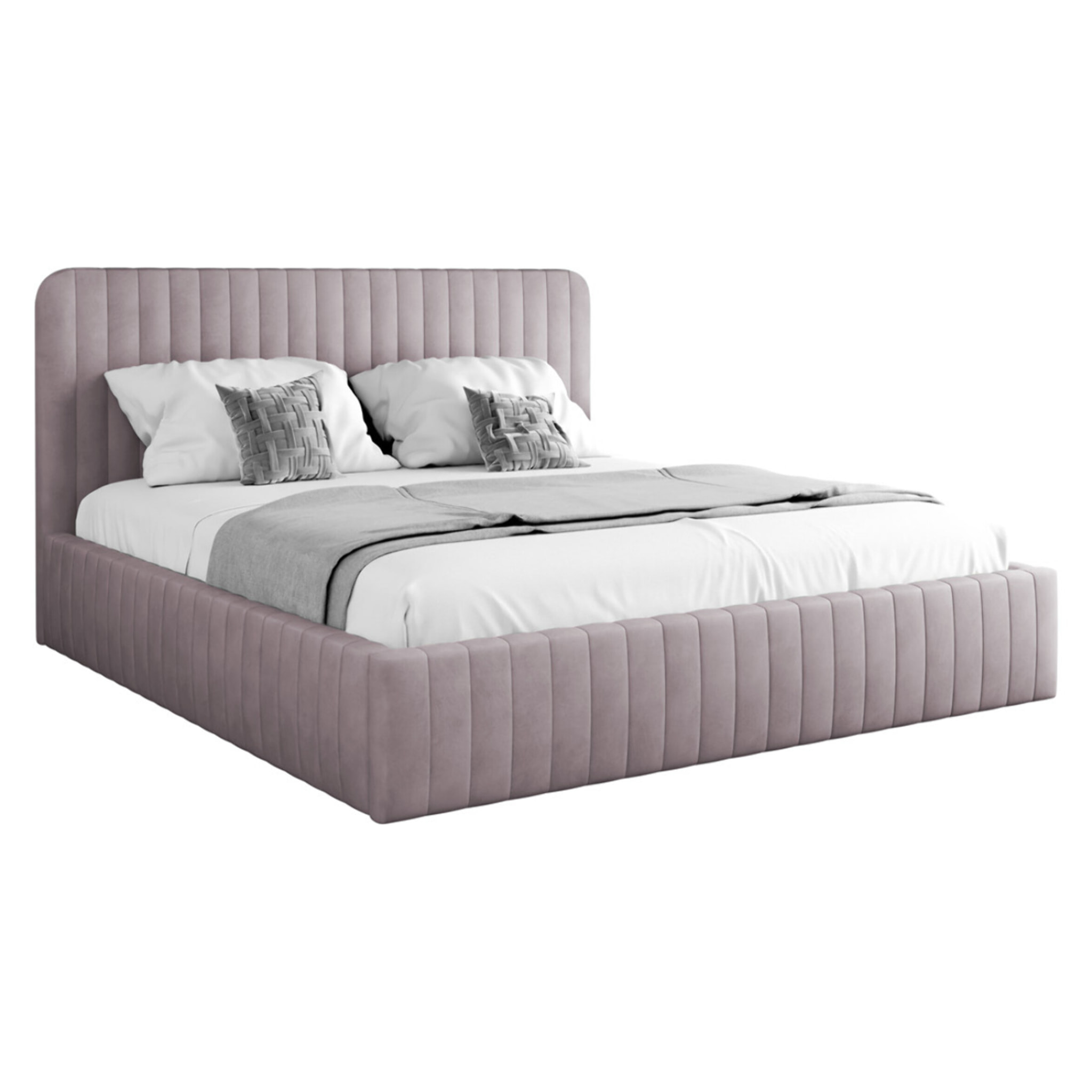 Stuart - lit coffre - 160x200 cm - sommier inclus - en velours - Rose