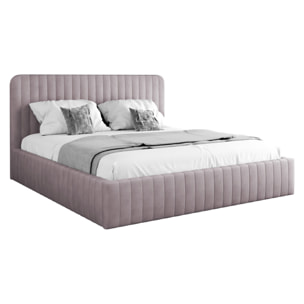Stuart - lit coffre - 160x200 cm - sommier inclus - en velours - Rose