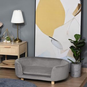 Sofá para Perros Pequeños, Cama para Perros Elevada con Patas de Madera, Cojín Desmontable y Funda Lavable, Carga 10 kg, 86x55x33 cm, Gris Claro