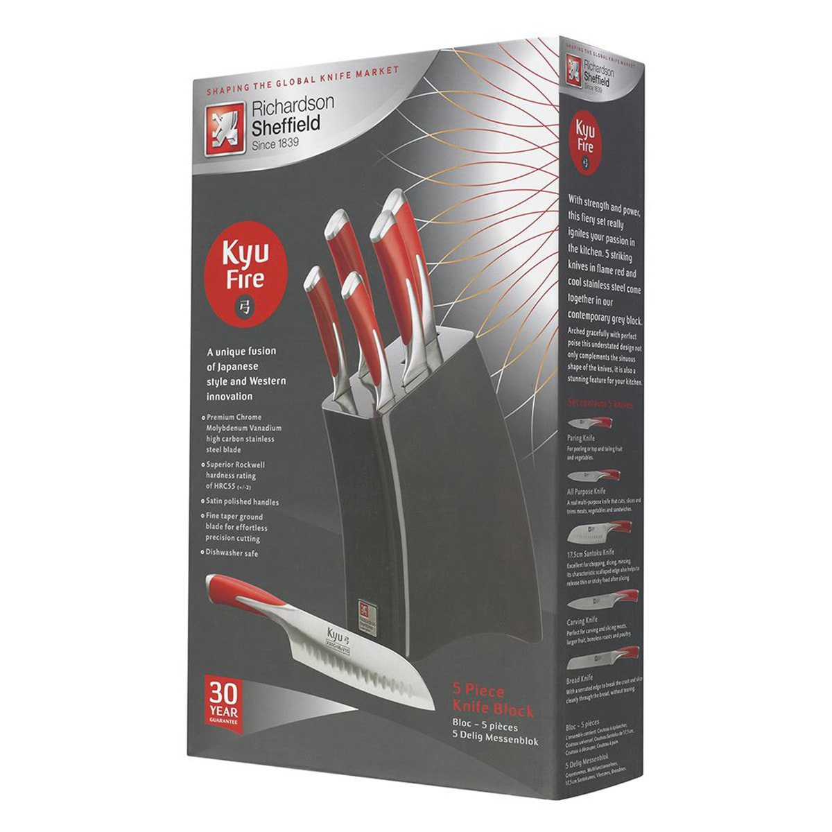 Kyu Fire - Set di 5 coltelli da cucina