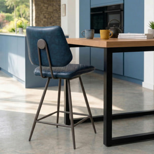 Chaise de bar bleu foncé style industriel SALERNE