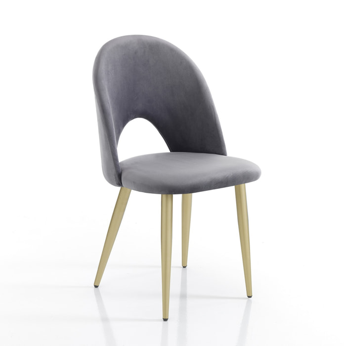 Tomasucci Set de 4 Chaises NAIL GRIS / OR