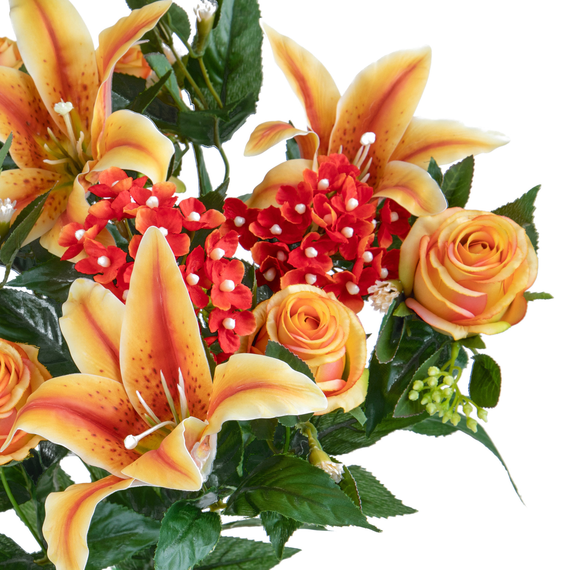 Bouquet Lilium/Achillea 50 Cm - Pezzi 1 - 18X50X18cm - Colore: Giallo - Bianchi Dino - Fiori Artificiali