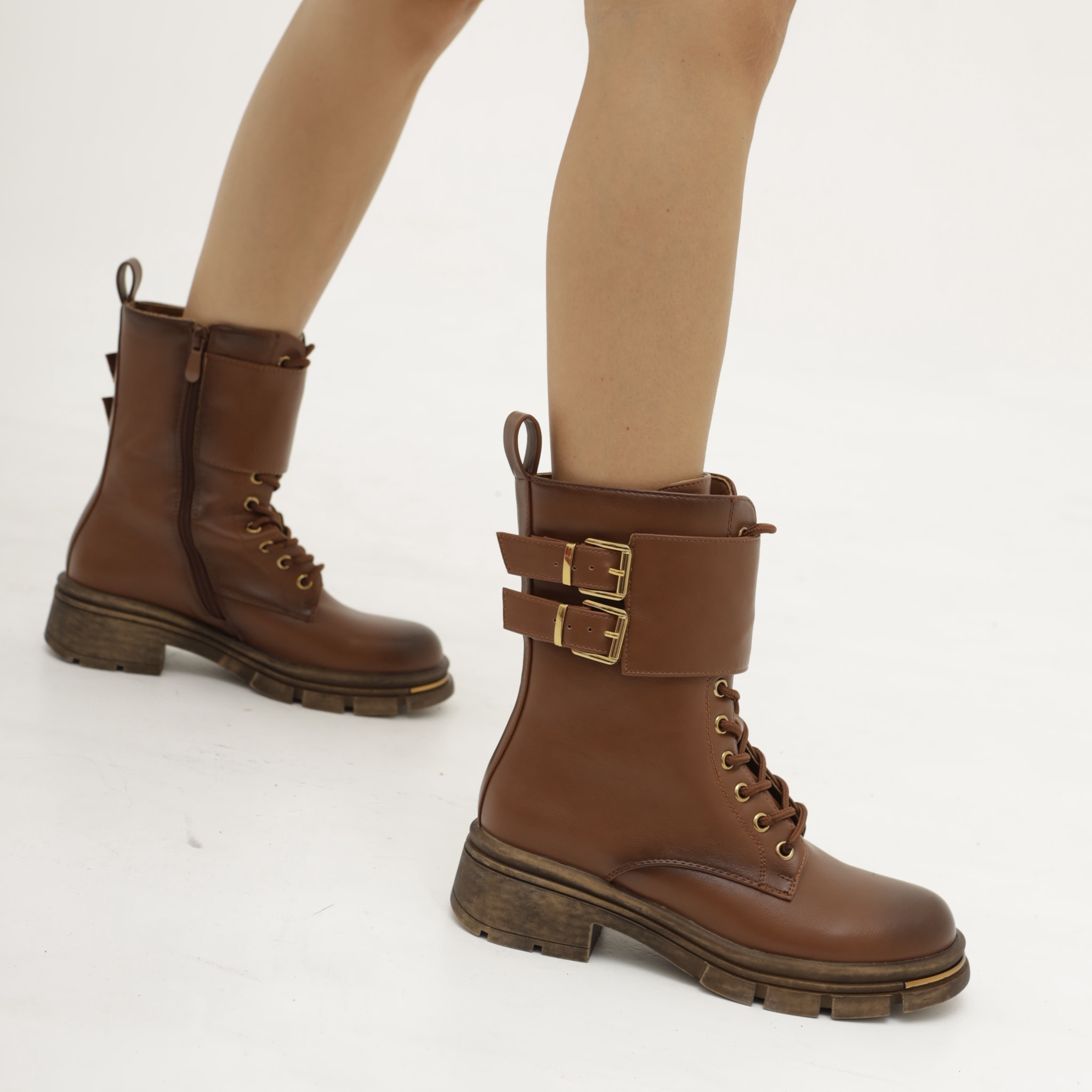 ANFIBIO CON FIBBIE CAVIGLIA MARRONE