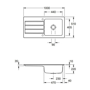 Evier 1 bac Architectura 60 vidage auto + Robinet de cuisine Como Shower