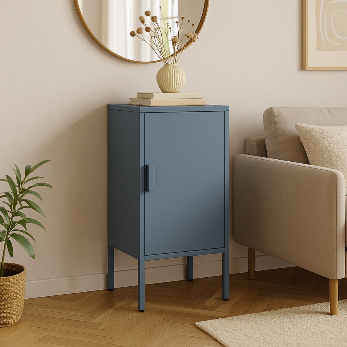 Armadietto basso in metallo 1 anta 35x46x72cm blu - Pop