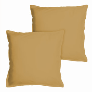 Set de 2 taies d’oreiller unies à volant, COTON LAVÉ