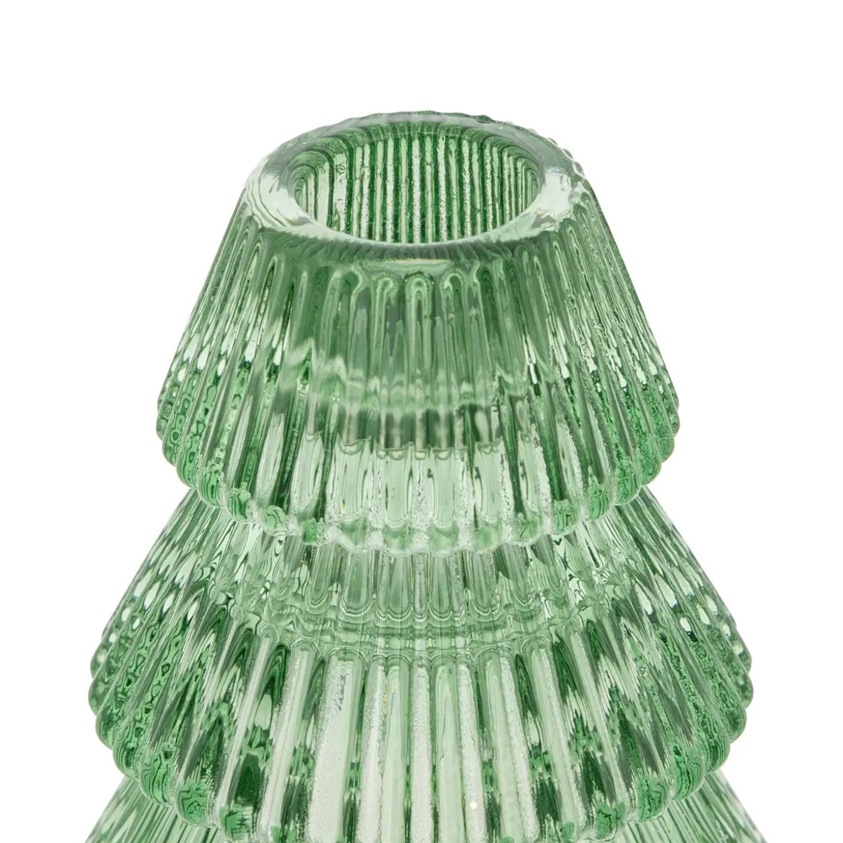 Photophore forme sapin H.10cm verre vert