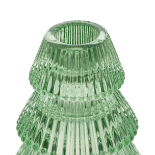 Photophore forme sapin H.10cm verre vert