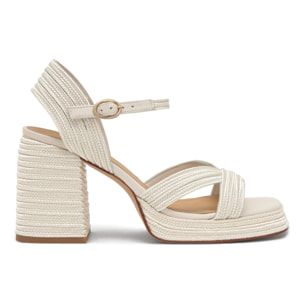 Sandalias de tacón de mujer Valle trenzada en acabado metalizado