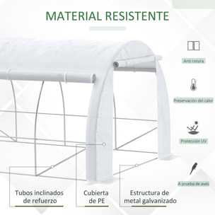 Invernadero de Túnel Jardín 4x3x2 m con Puerta y 8 Ventanas Enrollables Blanco