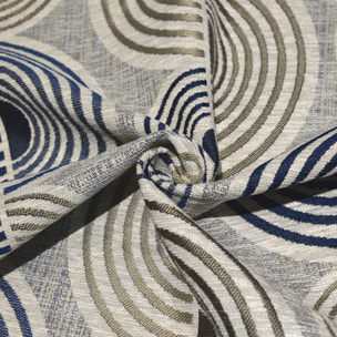 Rideau Jacquard Motif Demi-Cercles - Bleu