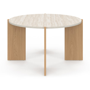 Table basse ronde Sidonie effet travertin Ø70cm