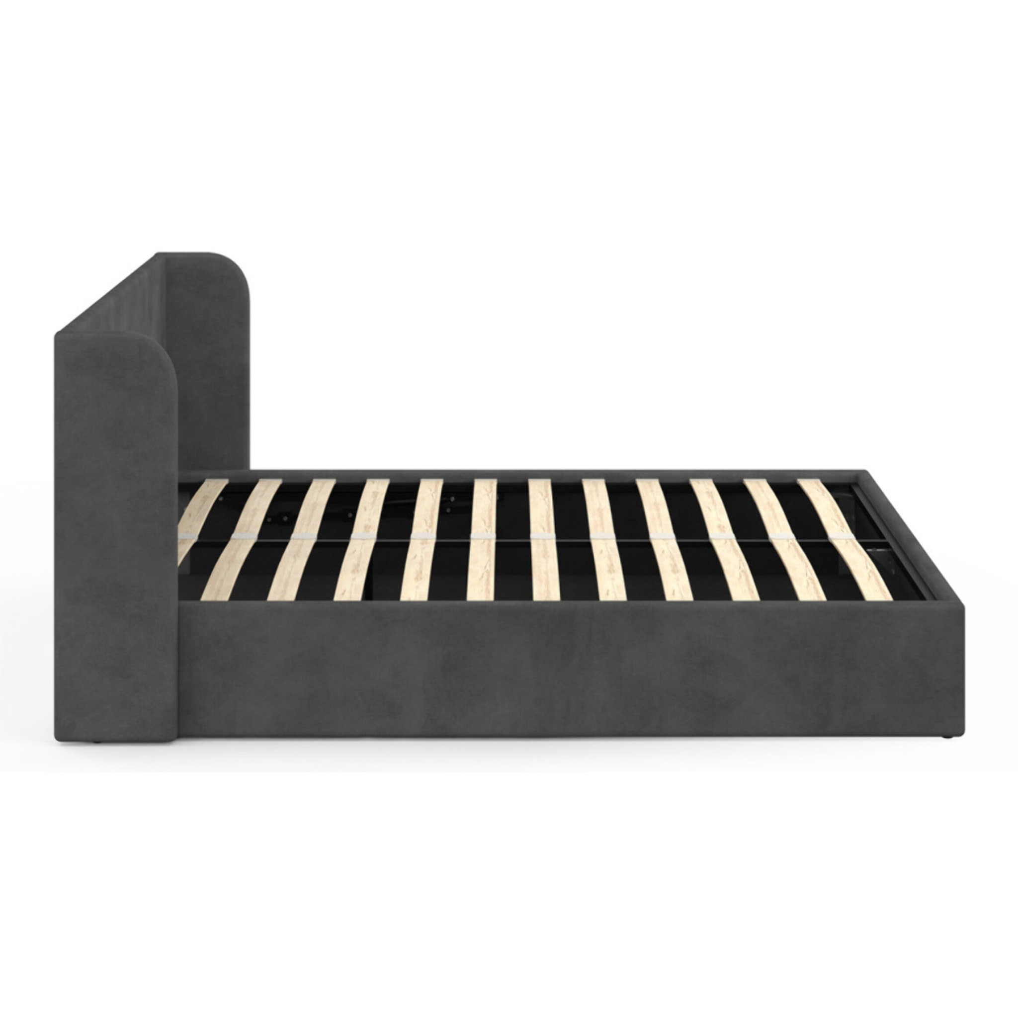 Lit coffre Lucia 140x190cm velours gris