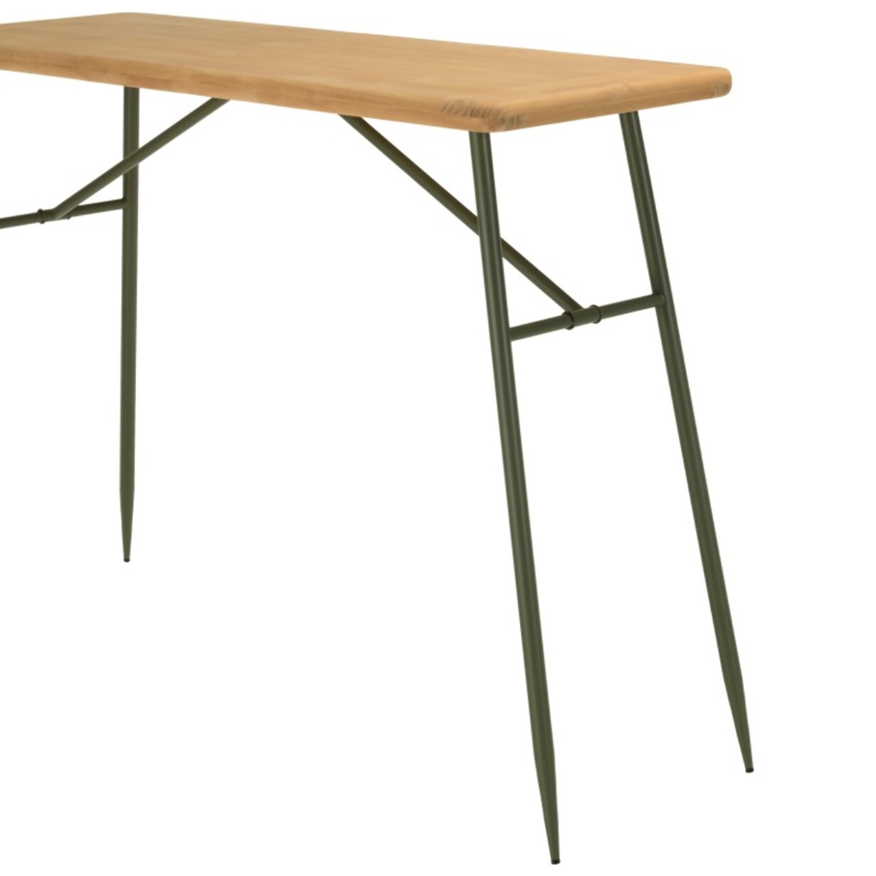 HELENA - Ensemble 1 bar + 2 tabourets en bois de pin et métal vert