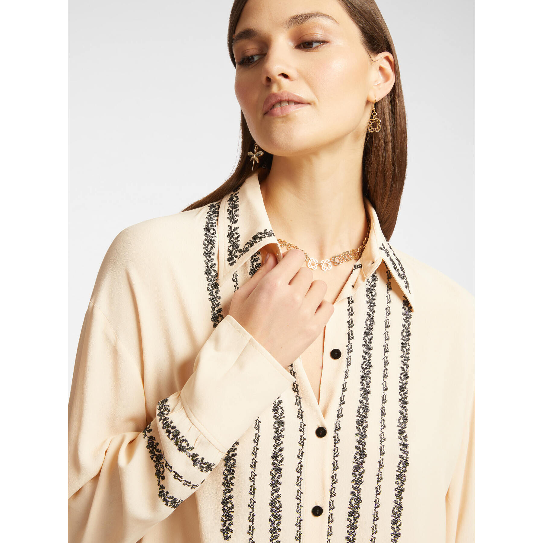 Elena Mirò - Camisa bordada - Beige