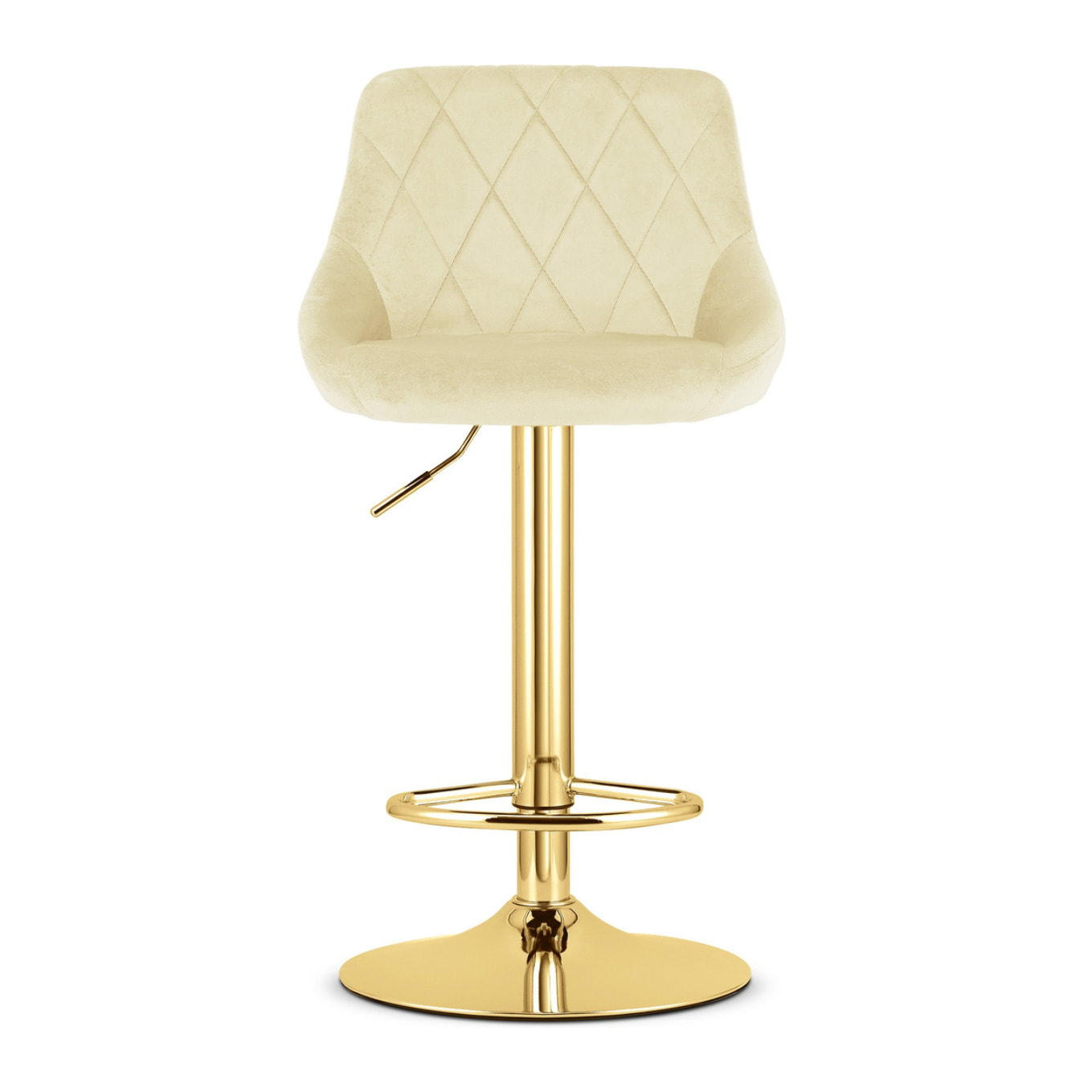 Sgabello girevole Kast in velluto beige e base oro