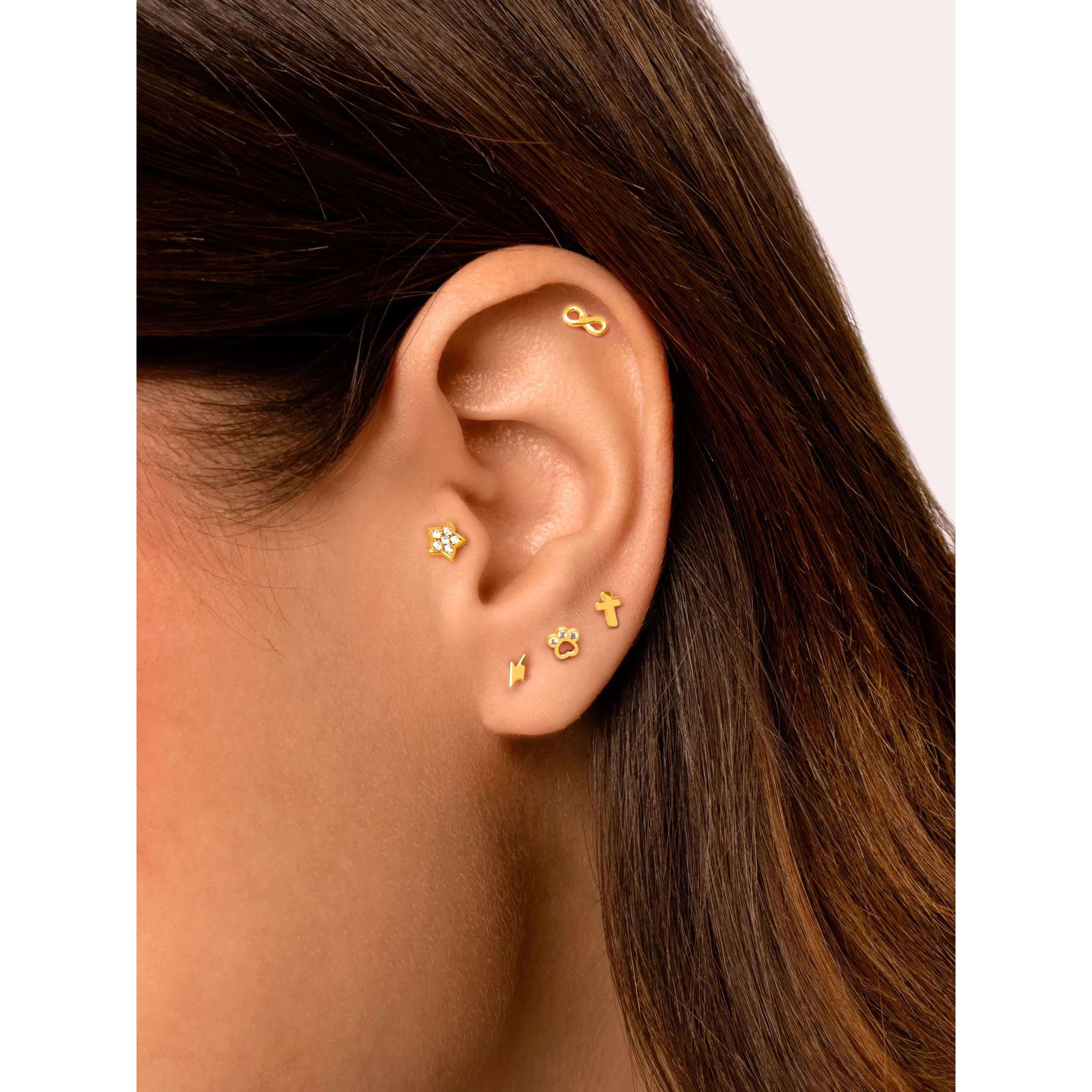 Orecchino Singolo Mini Moon Spark Argento Placcato Oro