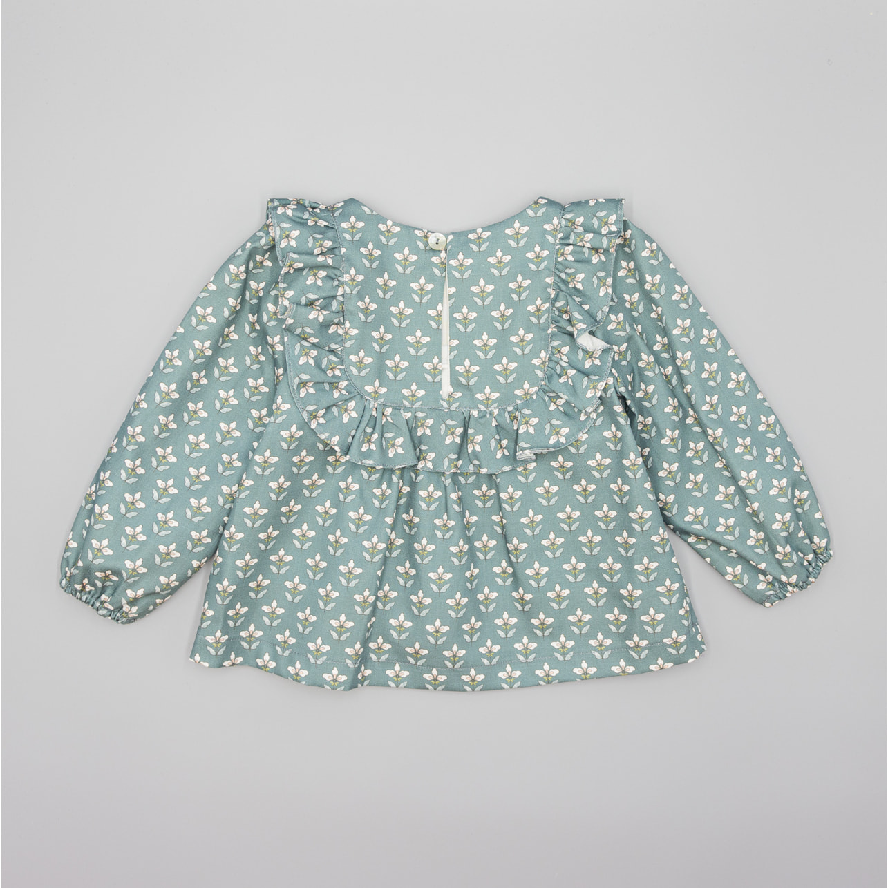 Camisa Verde De Viella Con Estampado Floral