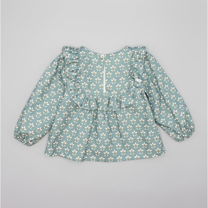 Camisa Verde De Viella Con Estampado Floral