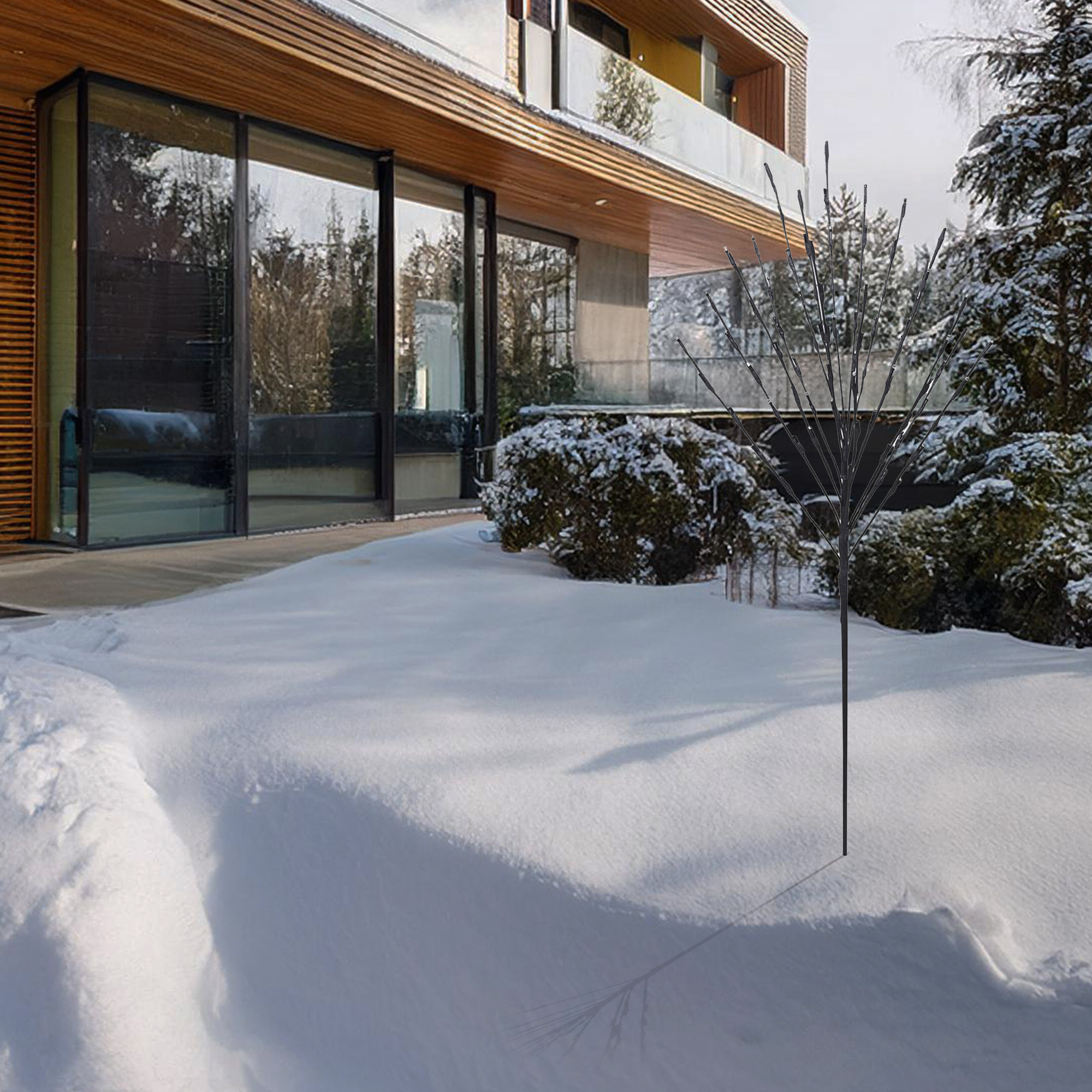 árbol artificial de 110cm con 80 luces led blanco cálido y doble temporizador