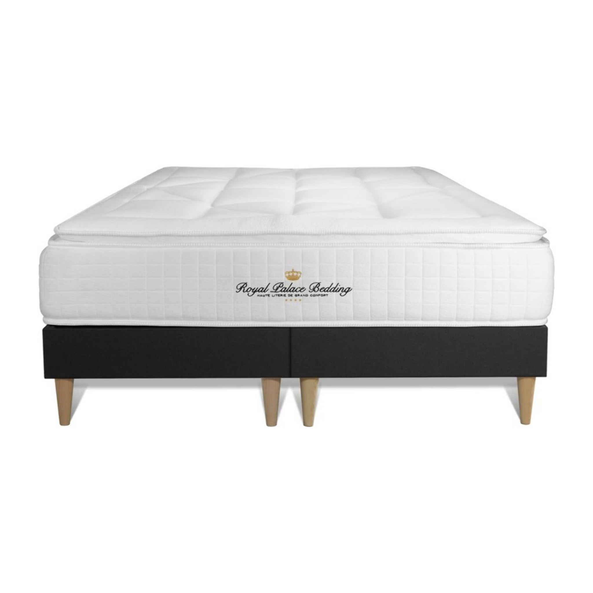 Ensemble George V + Sommier Tapissier multi-lattes cm d'épaisseur - Matelas à Ressorts ensachés et mémoire de forme de 28cm d'épaisseur