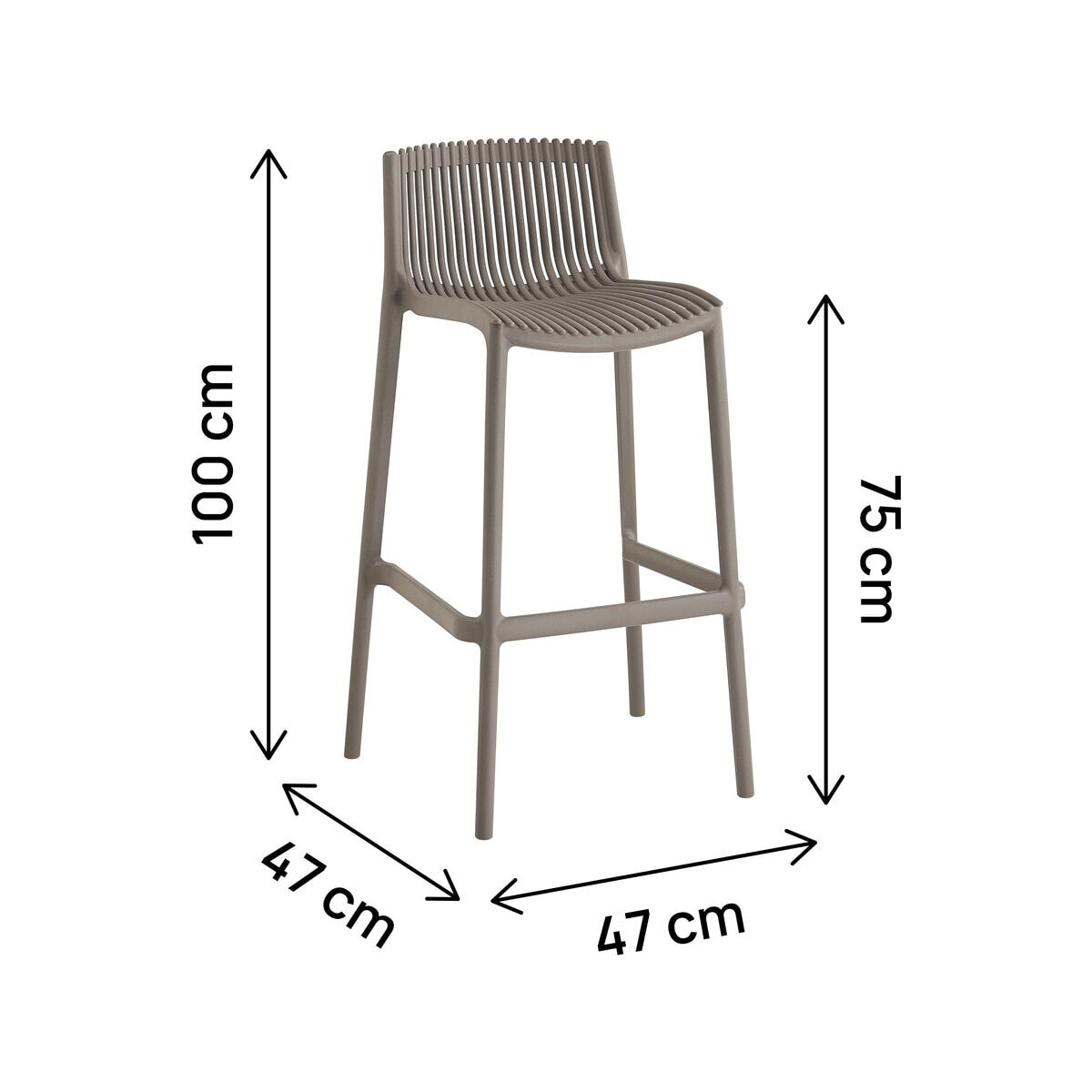 Lot de 2 chaises hautes empilables en plastique "Néora" - Taupe