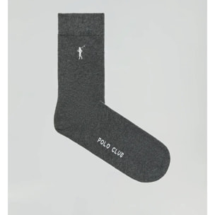 Pack hombre de tres pares de calcetines gris oscuro con logo Rigby Go
