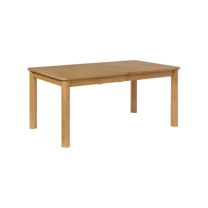 Table à manger rectangulaire extensible bois d'hévéa et placage chêne 6 à 10 places SOLENE