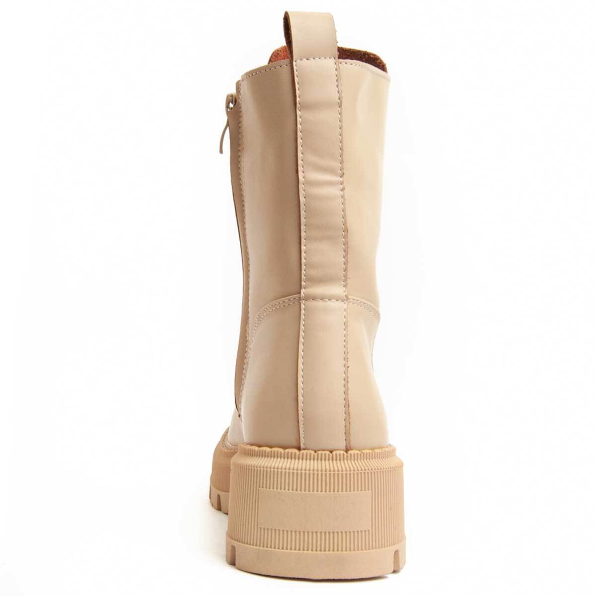 Bota De Plataforma - Beige - Altura: 5 Cm