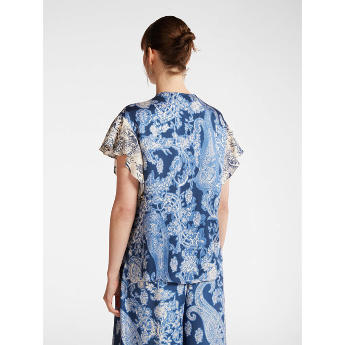 Elena Mirò - Blusa en dos estampados - Azul