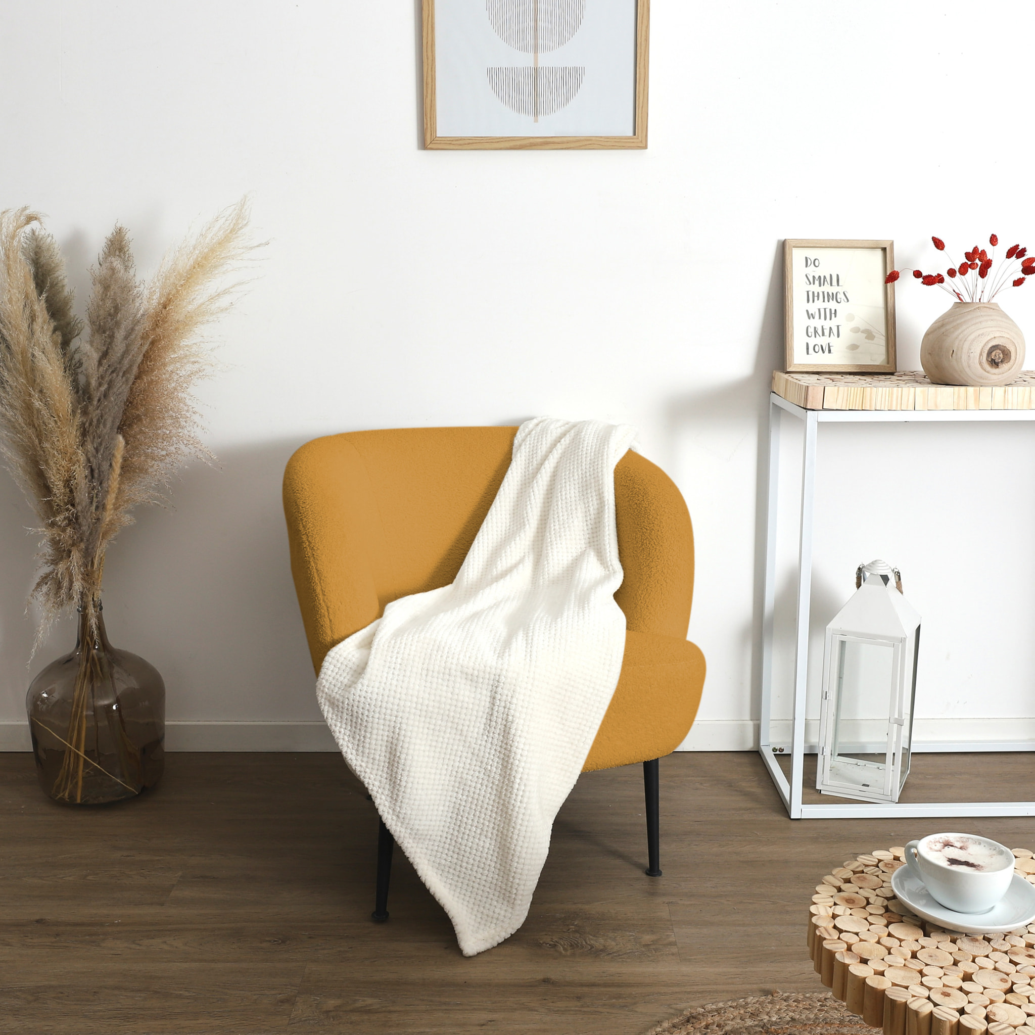 Plaid - HOME DECO FACTORY - Effet Sherpa - Ultradoux - Blanc