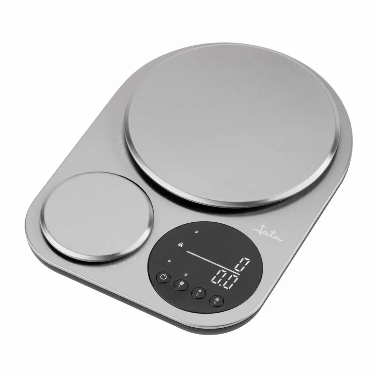 Báscula de cocina JATA HBAL1254 con doble plataforma. Hasta 5 kg. Alta precisión. Acero inoxidable