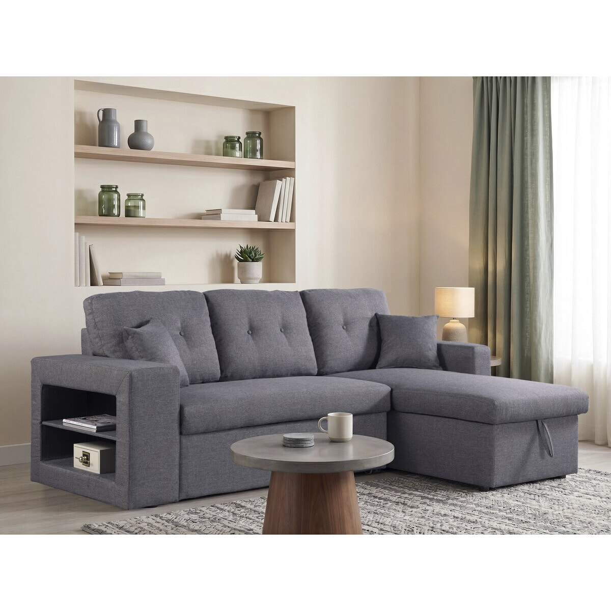 Canapé d'angle convertible/réversible "Axel" - 3 places - Gris