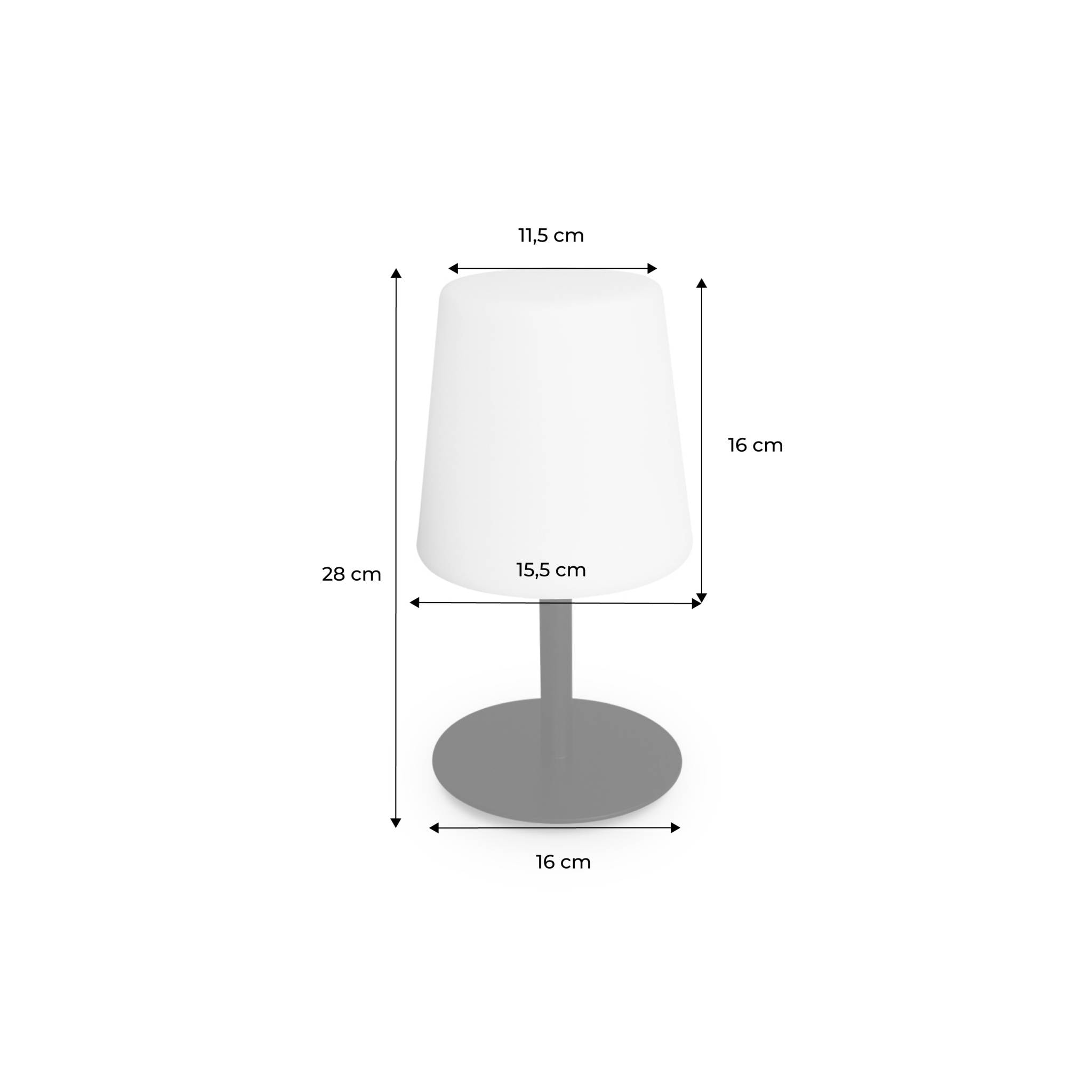 Lot de 2 lampes LED à poser de 28cm noire - Lampes de table décorative lumineuse. Ø 16cm