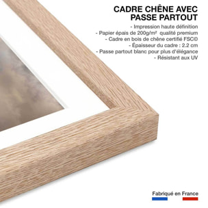Affiche Plateau Tibetain Affiche + cadre en bois - Chêne