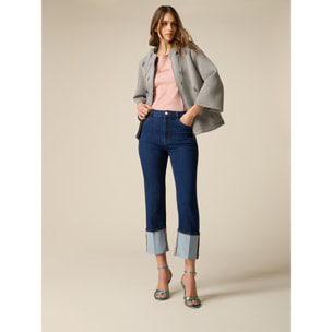 Oltre - Jeans cropped con risvolto - Blu