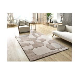 LENA Alfombra geométrica con formas orgánicas en tonos crema, varias medidas disponibles