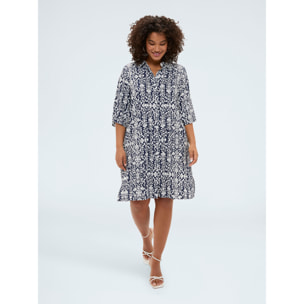 Fiorella Rubino - Vestido camisero de viscosa con estampado - Azul