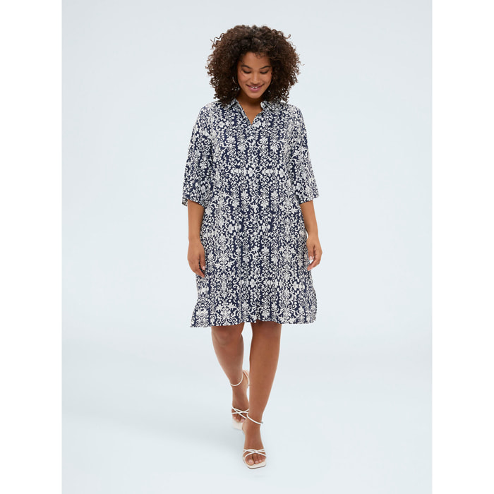 Fiorella Rubino - Vestido camisero de viscosa con estampado - Azul