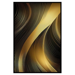 Affiche encadrée lignes abstraites dorées sur fond noir Affiche + cadre en métal - Noir