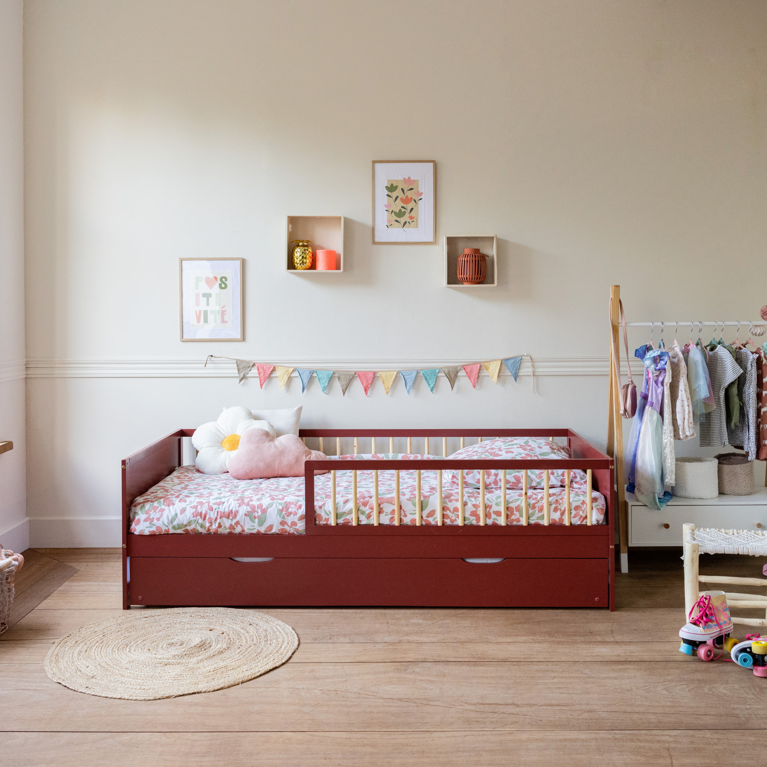 Lit gigogne pour enfant 190x90cm terracotta ADAM