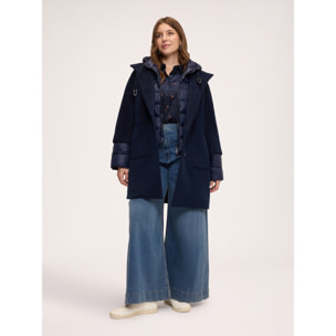Fiorella Rubino - Chaqueta de plumas bimaterial con capucha - Azul
