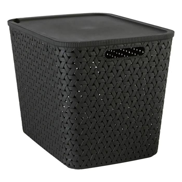 Panier "Tressy" en plastique noir 28L